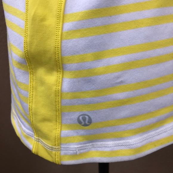 Lululemon yellow white stripe halter tank top Sz 6 - Picture 6 of 7